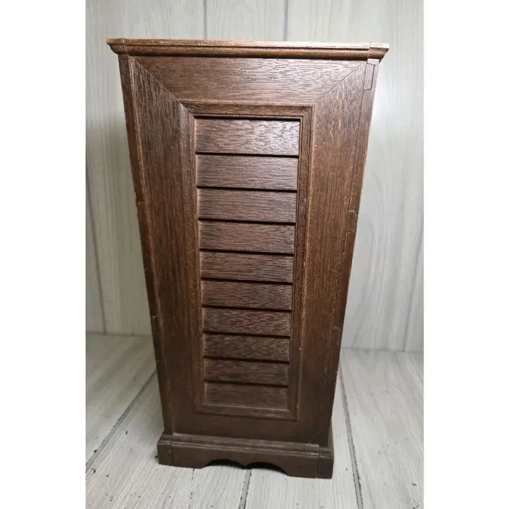 Vintage 1970s Faux Wood Trash Can Retro Bathroom Office Man Cave Bar Groovy